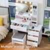 USIKEY Large Vanity Table Set with Lighted Mirror & Charging Station, Makeup Vanity Dressing Table with 4 Storage Shelves and 4 Drawers - 2 of 4