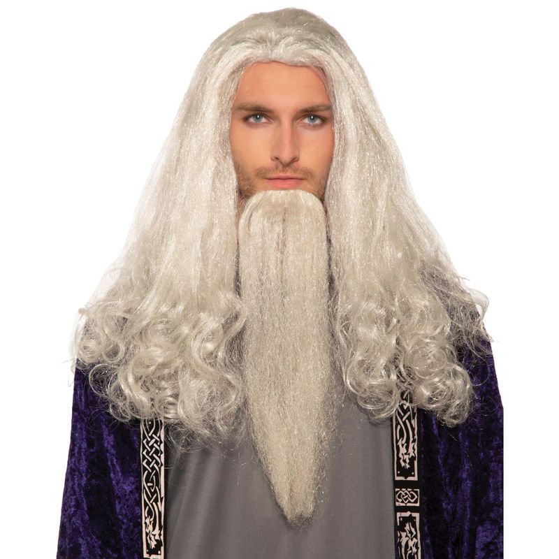 Forum Novelties Wise Wizard Wig & Beard - White One Size, 1 of 2