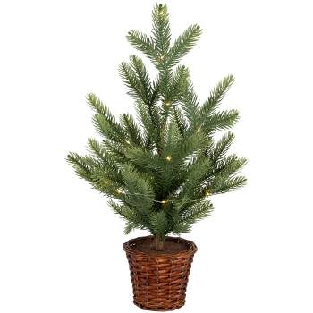 Northlight Pre-Lit Artificial Pine Christmas Tree with Basket Base - 20" - Warm White LED Lights