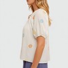 Knit & Lounge Women’s White Embroidered Short Sleeve Button Front Top Elastic Neckline Puff Sleeves Lightweight - 3 of 4