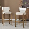 Dexmalle Set of 2 28.5''Minimalist Bar Stool with Polyester Cushion,White - 3 of 4