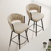 HDZNVF Set of 2 Equipped With Soft Cushioned Backrest Counter Stool, 360°Swivel Bar Chairs, Black and White - 3 of 4