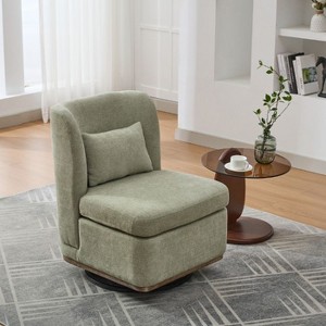 CAVINAS 25.2 "Wide Modern Chenille Swivel Accent Chair, Upholstered Lounge Chair with Metal Base and Pillow - 1 of 4