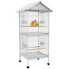 Akoasm 67 Inch Metal Canary Parrot Bird Cage & Bird House With Rolling Stand£¬Perches£¬Food Containers£¬Doors And Wheels-White - 4 of 4