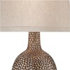 360 Lighting Chalane Rustic Accent Table Lamp 23 1/2" High Antique Bronze Hammered Texture Natural Beige Linen Shade for Bedroom Living Room Bedside - 3 of 4