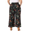 Agnes Orinda Women's Plus Size Floral Printed Mid Rise Wide Leg Long Casual Palazzo Pants - 4 of 4