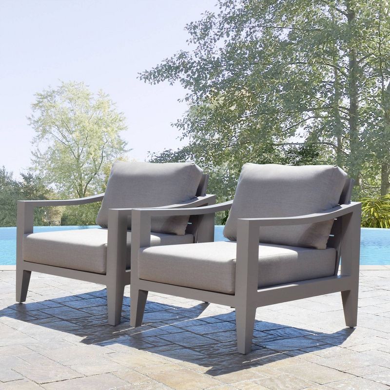 Abbyson Living Palisades Outdoor Modern 4pc Seating Set with Sunbrella Fabric, 2 of 7
