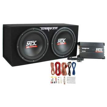 MTX 12" 400 Watt RMS Dual Loaded 1200 Watt Car Subwoofer Enclosure Audio with Sub Box, Mono Block & 8-Gauge Amplifier Complete Wiring Installation Kit