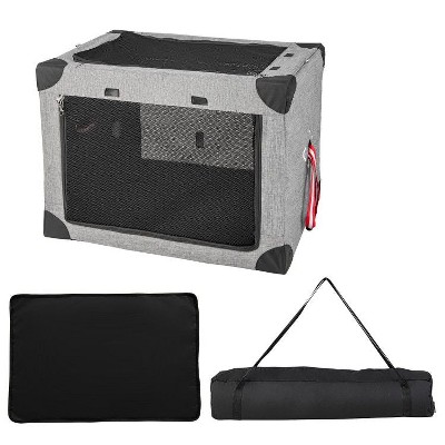 Munora 3-Door Foldable Dog Crate - Medium 26"x18"x18" / Large 32"x23"x23", Metal Frame Kennel with Removable Pad & Carry Bag