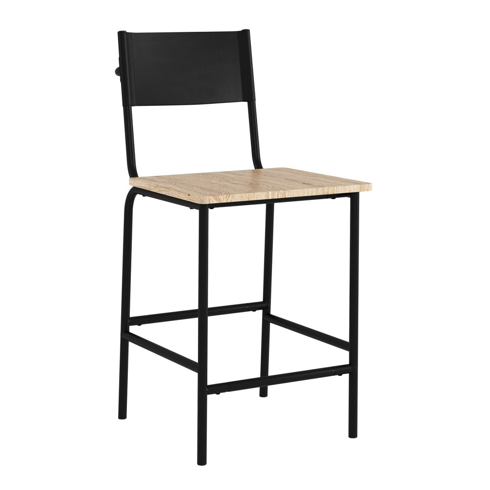 Photos - Chair Sauder Boulevard Café Counter Height Barstool Faux Leather Black  