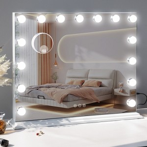 HOMLUX Adjustable LED Vanity Mirror - 10X Magnification, Detachable Base & Hanging Setting, Smart Touch - 1 of 4