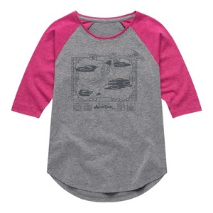 Girls' - Avatar: The Last Airbender - Aang Happy Flying Shirt Tail Raglan Graphic T-shirt - 1 of 4