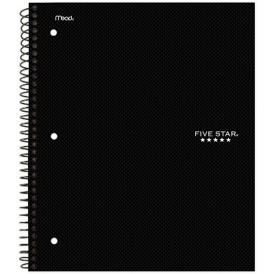 Photo 1 of (6 PACK) Five Star 170 sheet College Ruled 1 Subject Spiral Notebook Black,Grey,blue,pink,white,green