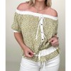 Women's Convertible Ditsy Floral Button Down Blouse - Heyson - 3 of 4