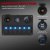 Itopfox 6 Gang Marine Rocker Switch Panel Waterproof 12V with Blue LED, USB Port, Cigarette Lighter & Voltmeter for Boats, Cars, RVs, UTVs - 3 of 4