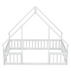 Lyngins Twin/Full Size House-Shaped Floor Bed,Wood Bed Frame with Fence&Guardrails,Montessori Floor Bed for Kid's Room,Bedroom - 3 of 4