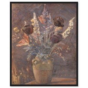 Art Remedy Clay vase with tulips and other flowers Classical vintage floral vase wall art Framed - 1 of 4