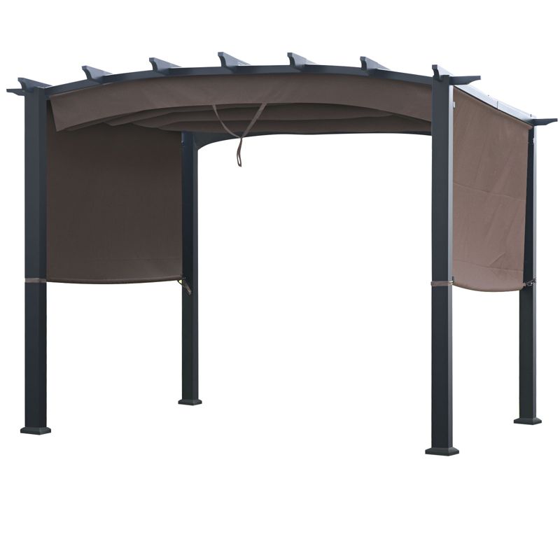 Tangkula Outdoor Retractable Pergola 10 x 10ft Patio Pergola Gazebo Sun Shade Shelter Canopy w/Heavy Duty Steel Frame for Beach, 1 of 11