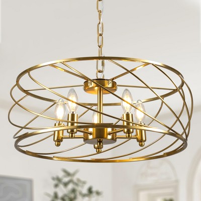 Bella Depot Metal Cage Chandelier Adjustable Dimmable Pendant Light for Hallway, Kitchen Island