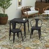 Merrick Lane Set of Two Indoor/Outdoor Black Poly Resin Stacking Arm Chair with Vertical Slat Back and Slatted Seat - 4 of 4