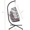 Outdoor Wicker Hanging Swing Chair,Indoor Egg Chair With Cushion And Aluminum Frame,Polyethylene Rattan Patio Lounge Egg Chair-Coolbibila - 4 of 4
