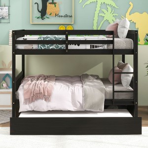 NicBex Full Over Full Bunk Bed with Trundle,Loft Bed with Ladder and Convertible to 2 Full Size Bed for Bedroom,White - 1 of 4