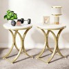 Gulches Faux Marble Side Table 19.7”D×23.6”H, Gold Powder-Coated Iron Legs, 50lb Capacity, Waterproof/Scratch-Resistant,set of 2 - 2 of 4