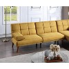 DOMETOUR Mustard Polyfiber 1pc Adjustable Tufted Sofa Living Room Solid wood Legs Comfort Couch - 3 of 4