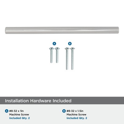 Polished Nickel Modern Bar Cabinet Pulls with Mounting Hardware