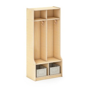 Guidecraft EdQ 2-Section Wooden Storage Locker with Bench Seat for Classroom, Kids Cubby Organizer with Shelves and Hooks for Coats - 1 of 4