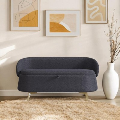 Alilang 50.00 inches Upholstered Modern Loveseat with Curved Backrest and Gold Legs-Gray