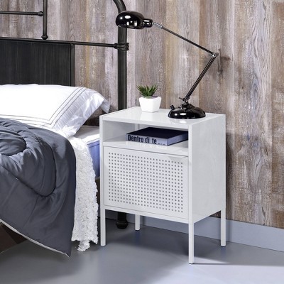 Gemma 19" White Metal Nightstand with USB Port
