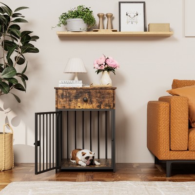 Dog Crate Furniture, Dog House Kennel for Small Dog, Indoor Pet Crate End Table with Drawer, (Entrance 16.6"Wx17.7"H)