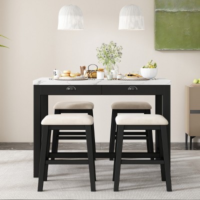 Dining Sets 5 Piece, Dining Table Set For 4, Dining Set Solid Wood, Modern Kitchen Table And Chairs Set Of 4 With Storage Drawers-Cuddlewood