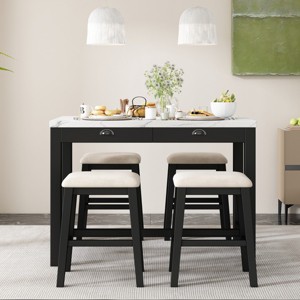 Dining Sets 5 Piece, Dining Table Set For 4, Dining Set Solid Wood, Modern Kitchen Table And Chairs Set Of 4 With Storage Drawers-Cuddlewood - 1 of 4