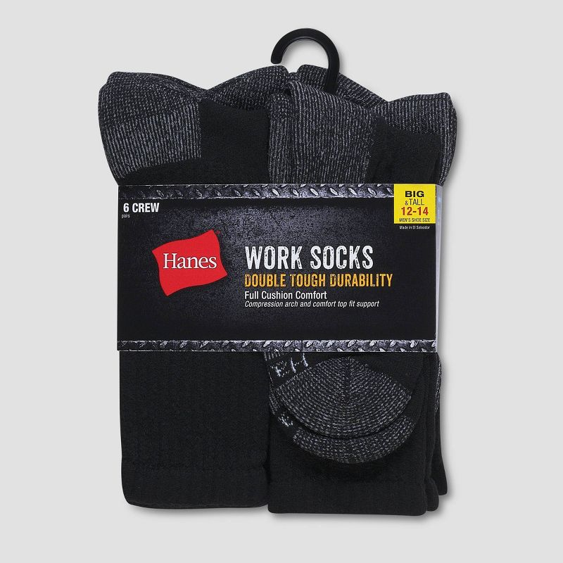 Hanes Men's Big & Tall Work Crew Socks 6pk - 12-14, 4 of 5