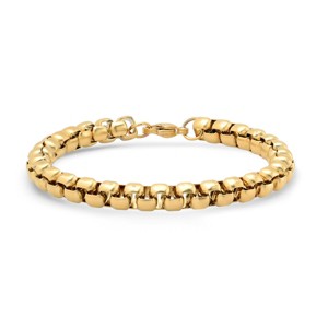 Steeltime Men's 18k gold plated stainless steel thick round box link bracelet - 1 of 4