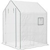 Outsunny 4.6' x 4.7' Portable Greenhouse, Small Walk-In Greenhouse, Hot House with 2 Tier U-Shape Flower Rack - 4 of 4