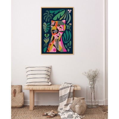 Colorful Leopard Print on Canvas with Natural Frame, 23x33