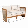 4 Piece Acacia Wood Patio Conversation Set with Curved Chairs Loveseat and Table Rope Accent Outdoor Seating with Cushions-Maison Boucle - 4 of 4