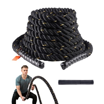 VEVOR Battle Rope, 1.5 Inch Diameter 30Ft Length Polyester Exercise Rope, Battle Exercise Equipment, Heavy Weighted Rope for Home Gym Body Workout