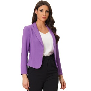 INSPIRE CHIC Women's Open Front Office Long Sleeve Lightweight Printed Floral Crop Suit Blazer - 1 of 4