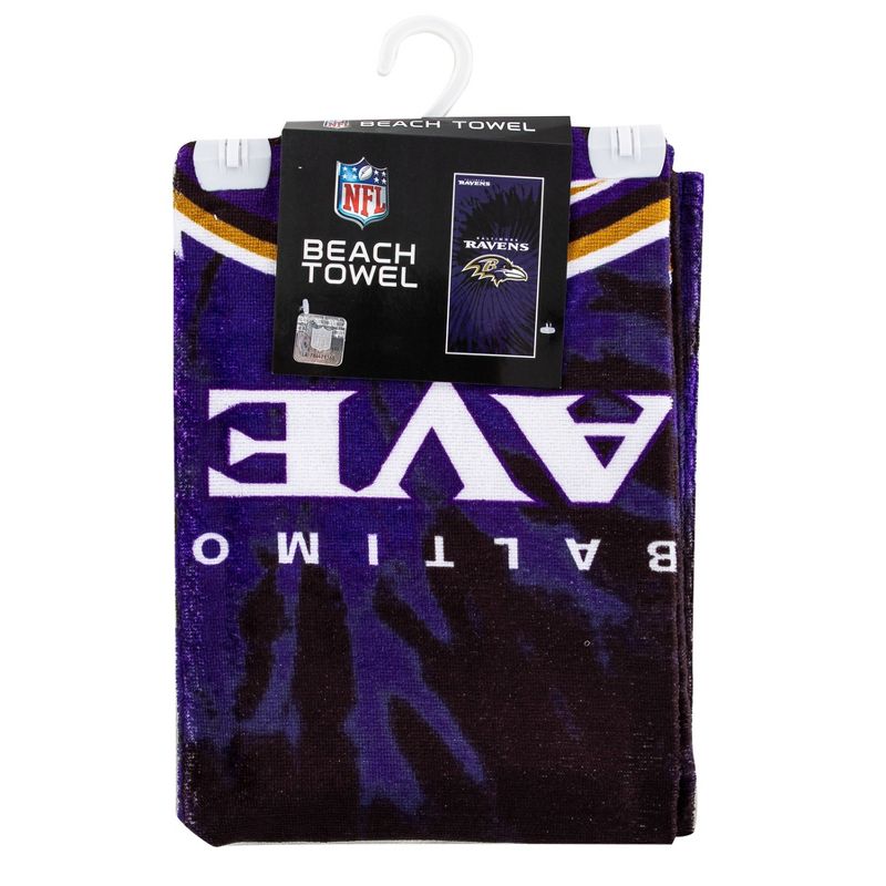 NFL Baltimore Ravens Pyschedelic Beach Towel, 4 of 7