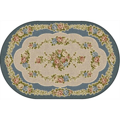 2'5"x3'8" Oval Indoor and Outdoor Floral Nylon Accent Rug Blue - Brumlow Mills