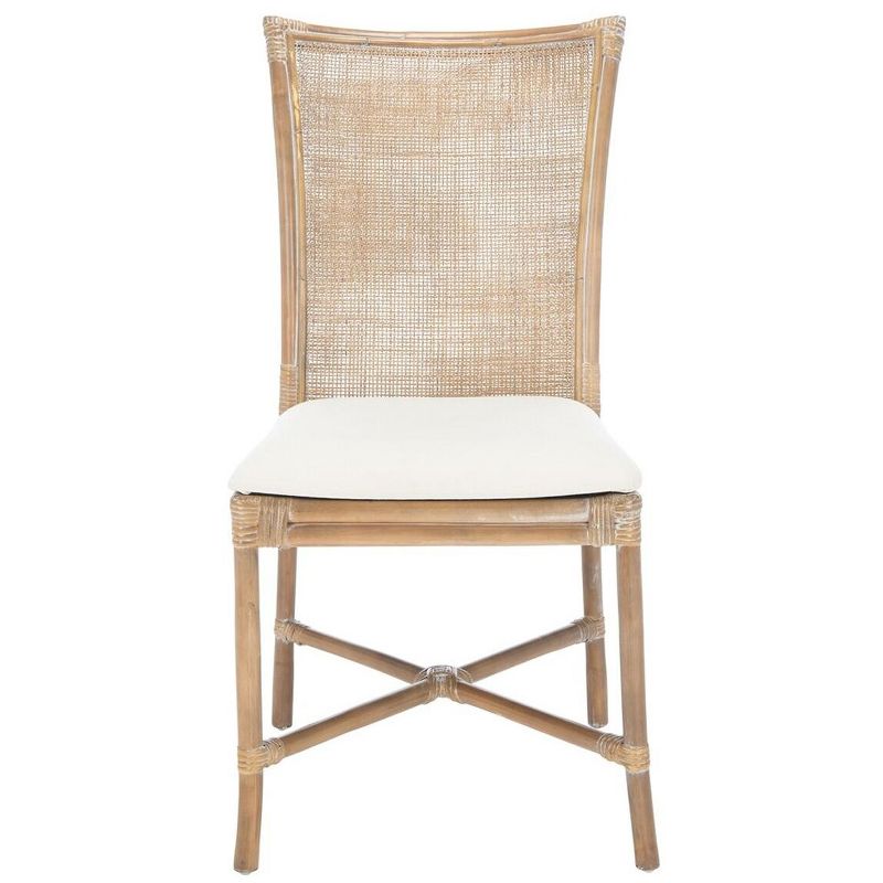Chiara Rattan Accent Chair W/ Cushion (Set of 2) - White/Grey White Wash - Safavieh., 1 of 10