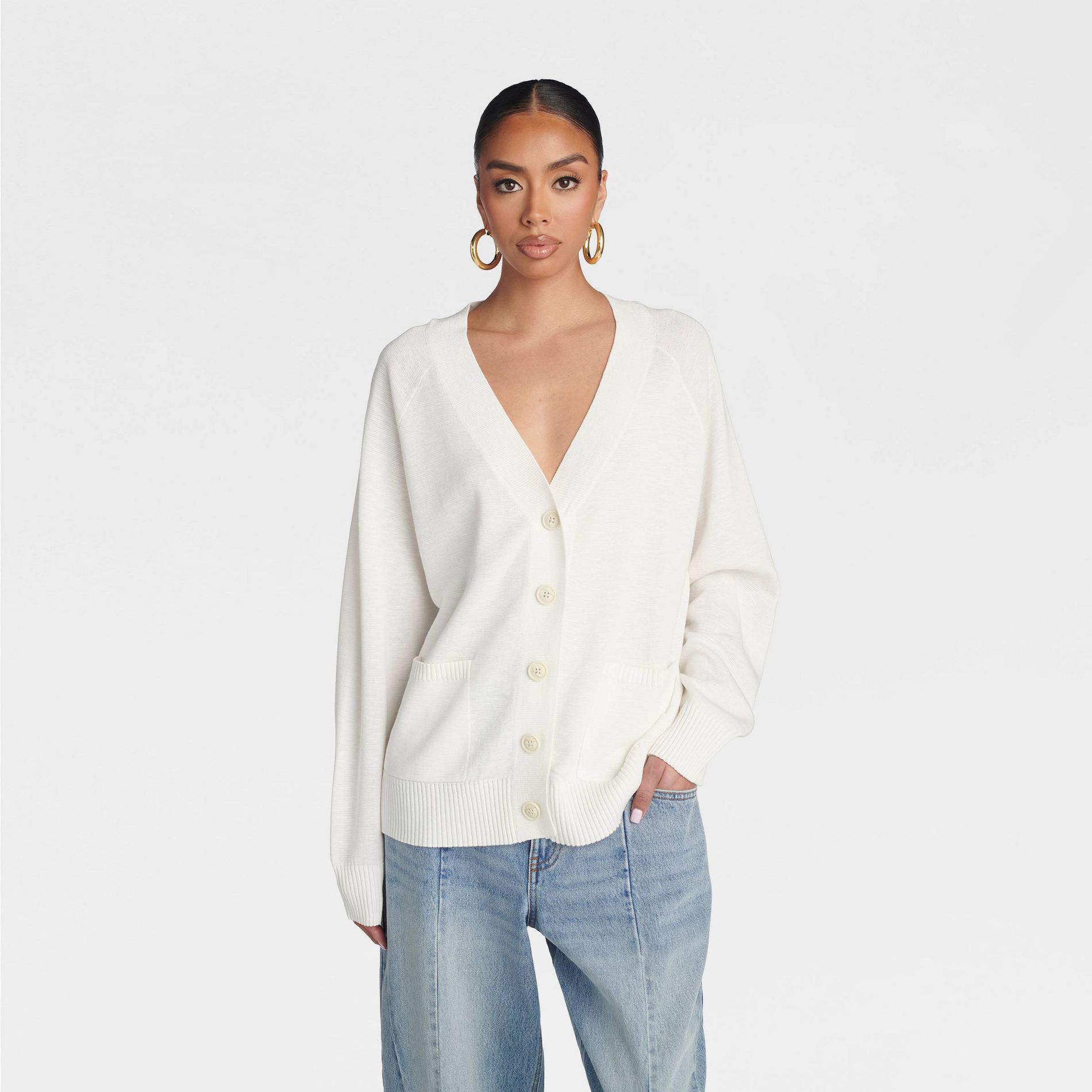 KBB by KAHLANA Women's 'The Grandpa Cardi Sweater' - Cream