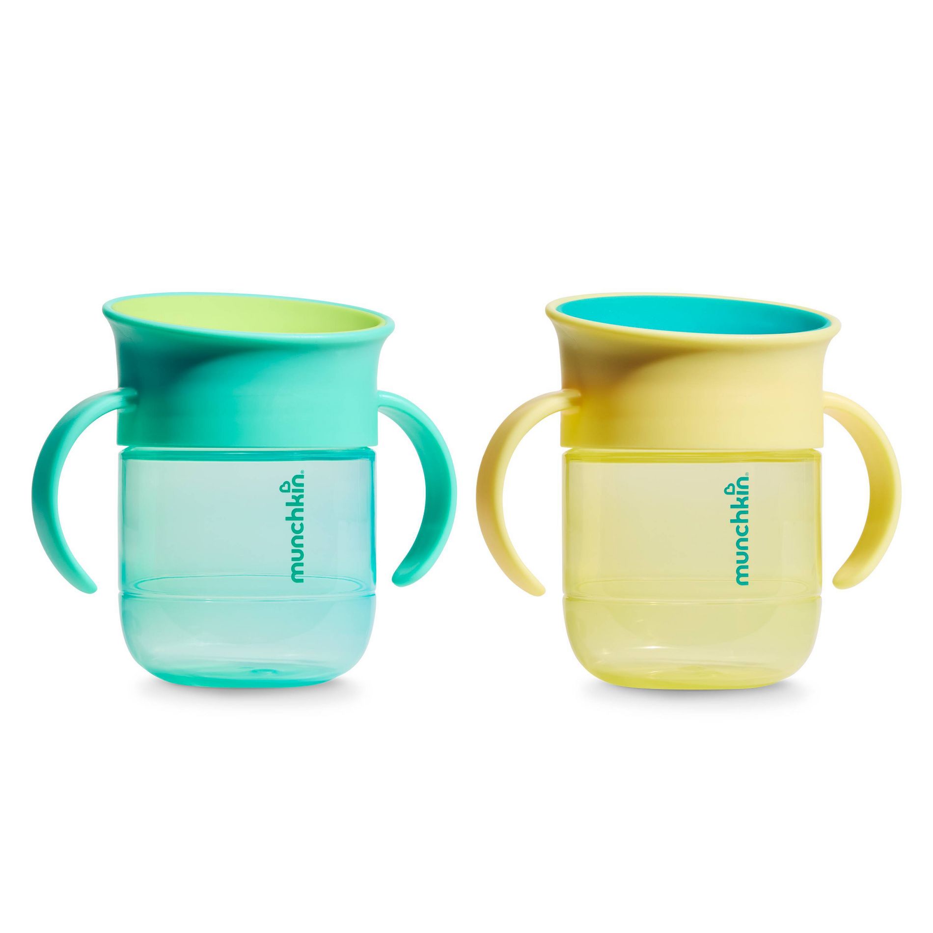 Munchkin 7oz Plastic Miracle Spoutless Spill-Proof Sippy Cups with Handles, Slow Flow - 2pk