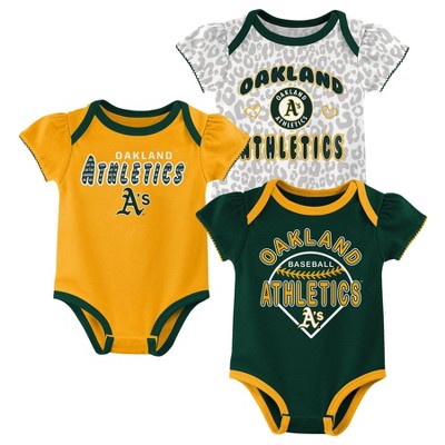 Image of MLB Oakland Athletics Infant Girls' 3pk Bodysuits - 0-3M