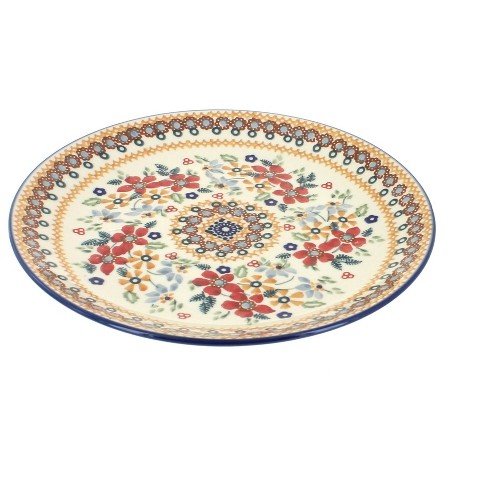 Blue Rose Polish Pottery Red Daisy Lunch Plate : Target