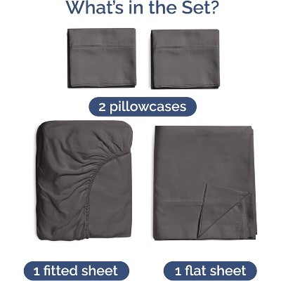 Dark Grey Full Size Bamboo Rayon Deep Pocket Sheet Set